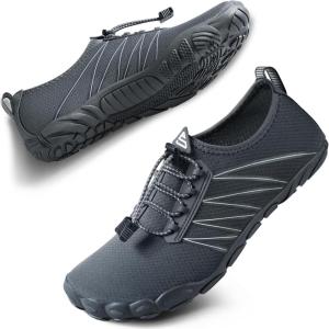 imageSEEKWAY Water Shoes Men Women Adult QuickDry Aqua Sock Barefoot for Beach Swim River Pool Lake Hiking Kayaking Surfing1f415 Dark Grey 35