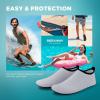 imageSEEKWAY Water Shoes QuickDry Aqua Socks Barefoot Slipon for Beach Pool Swim River Yoga Lake Surf Women Men SK0013cstripe White