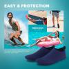 imageSEEKWAY Water Shoes QuickDry Aqua Socks Barefoot Slipon for Beach Pool Swim River Yoga Lake Surf Women Men SK0013dstripe Blue