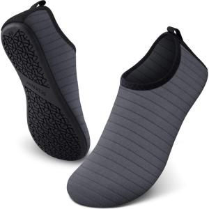 imageSEEKWAY Water Shoes Barefoot Aqua Socks QuickDry Non Slip Shoes for Beach Swim Pool River Boating Surf Women Men SK0021bstripe Grey2