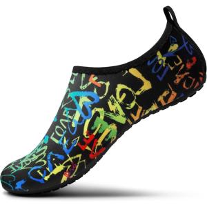 imageSEEKWAY Water Shoes Barefoot Aqua Socks QuickDry Non Slip Shoes for Beach Swim Pool River Boating Surf Women Men SK0022b1352 Love Rainbow