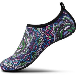 imageSEEKWAY Water Shoes Barefoot Aqua Socks QuickDry Non Slip Shoes for Beach Swim Pool River Boating Surf Women Men SK0022g1219 Floral Glass