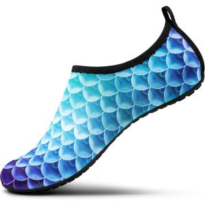 imageSEEKWAY Water Shoes Barefoot Aqua Socks QuickDry Non Slip Shoes for Beach Swim Pool River Boating Surf Women Men SK0022m1083 Mermaid Scale