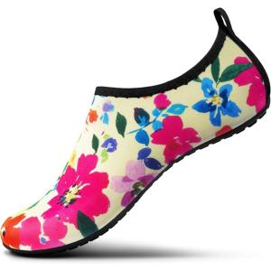 imageSEEKWAY Water Shoes Barefoot Aqua Socks QuickDry Non Slip Shoes for Beach Swim Pool River Boating Surf Women Men SK0022p1363 Floral