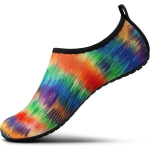 imageSEEKWAY Water Shoes Barefoot Aqua Socks QuickDry Non Slip Shoes for Beach Swim Pool River Boating Surf Women Men SK0022s1001 Rainbow Tiedye
