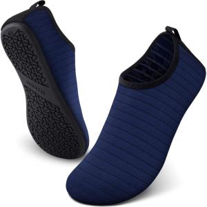 imageSEEKWAY Water Shoes Barefoot Aqua Socks QuickDry Non Slip Shoes for Beach Swim Pool River Boating Surf Women Men SK0025dstripe Blue2