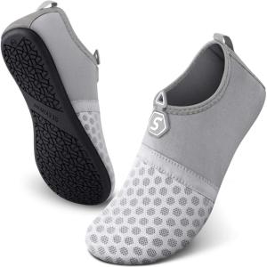 imageSEEKWAY Water Shoes QuickDry Aqua Socks Barefoot Slipon for Beach Pool Swim River Yoga Lake Surf Women Men SK0011bsplice Grayish