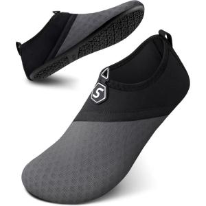 imageSEEKWAY Water Shoes QuickDry Aqua Socks Barefoot Slipon for Beach Pool Swim River Yoga Lake Surf Women Men SK0011esplice Blackgrey
