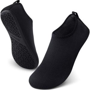 imageSEEKWAY Water Shoes QuickDry Aqua Socks Barefoot Slipon for Beach Pool Swim River Yoga Lake Surf Women Men SK0012awave Black