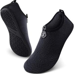 imageSEEKWAY Water Shoes QuickDry Aqua Socks Barefoot Slipon for Beach Pool Swim River Yoga Lake Surf Women Men SK0013a741 Black