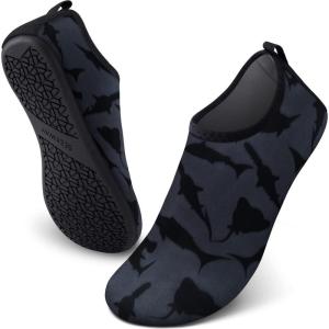 imageSEEKWAY Water Shoes QuickDry Aqua Socks Barefoot Slipon for Beach Pool Swim River Yoga Lake Surf Women Men SK0017aablack Shark