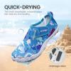 imageSEEKWAY Barefoot Water Shoes for Kids  Wide Toe Box and QuickDry Sand Shoes Toddler for Hiking Swim Beach Pool Kayak Sport Accessories Camping Essentials NonSlip for Boys Girls Sizes3b112 Blue Dinosaur