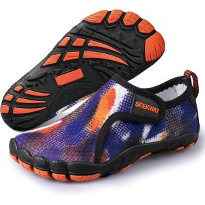 imageSEEKWAY Barefoot Water Shoes for Kids  Wide Toe Box and QuickDry Sand Shoes Toddler for Hiking Swim Beach Pool Kayak Sport Accessories Camping Essentials NonSlip for Boys Girls Sizes2a105 Blue