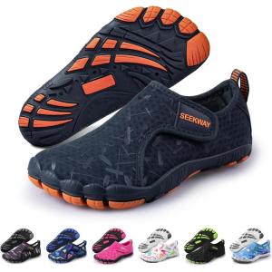 imageSEEKWAY Barefoot Water Shoes for Kids  Wide Toe Box and QuickDry Sand Shoes Toddler for Hiking Swim Beach Pool Kayak Sport Accessories Camping Essentials NonSlip for Boys Girls Sizes1a101 Navy Blue