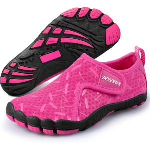 imageSEEKWAY Barefoot Water Shoes for Kids  Wide Toe Box and QuickDry Sand Shoes Toddler for Hiking Swim Beach Pool Kayak Sport Accessories Camping Essentials NonSlip for Boys Girls Sizes1c103 Rose